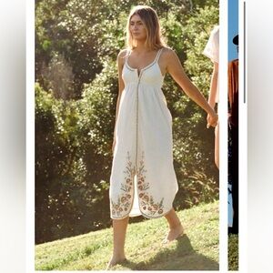 Golden Brown The Label Women's Weaver Dress Cottage Embroidered Flower Retro- XS